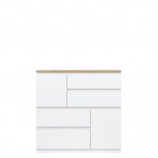 Koka kumode REMI RM06 ,balts/ozols evoke